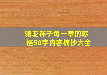 骆驼祥子每一章的感悟50字内容摘抄大全