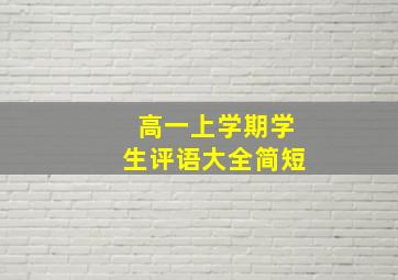 高一上学期学生评语大全简短