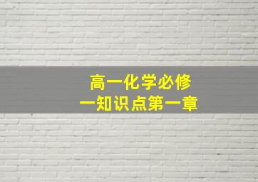 高一化学必修一知识点第一章