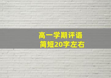 高一学期评语简短20字左右