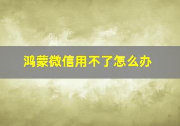 鸿蒙微信用不了怎么办