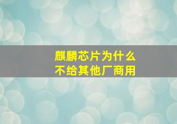 麒麟芯片为什么不给其他厂商用