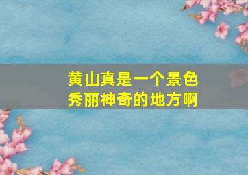 黄山真是一个景色秀丽神奇的地方啊