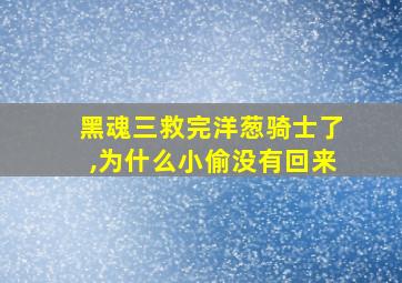 黑魂三救完洋葱骑士了,为什么小偷没有回来