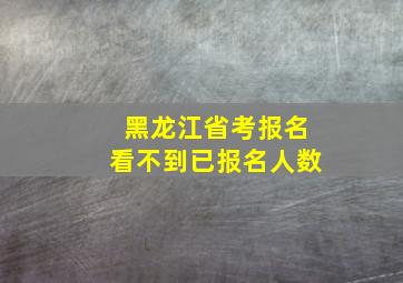 黑龙江省考报名看不到已报名人数